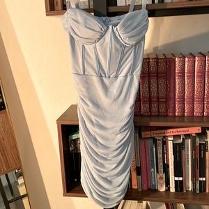 Rouched baby blue ribbed dress